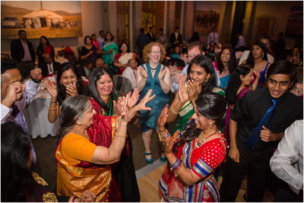 Open dancing at Denver Botanic Gardens during Indian wedding reception