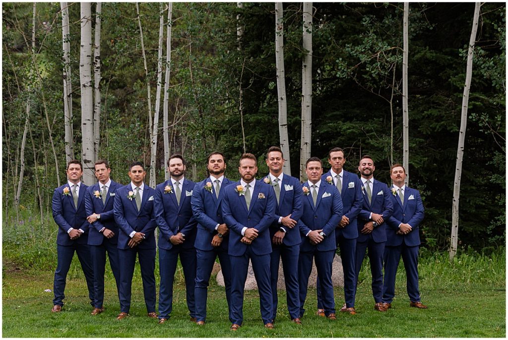 Groomsmen for wedding at Donovan Pavilion in Vail.