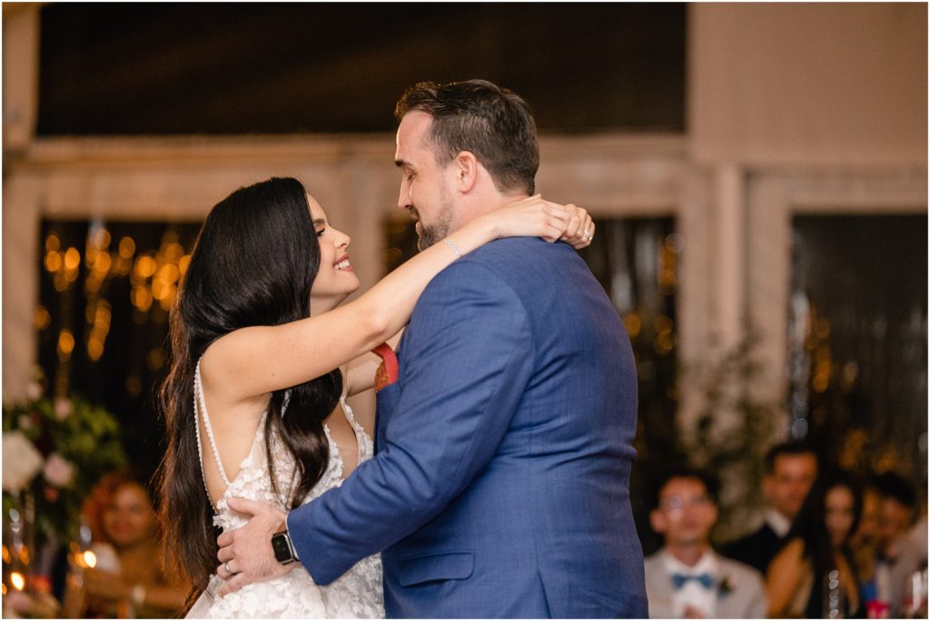 Bride and groom first dance at Flying Diamond Ranch in Steamboat Springs