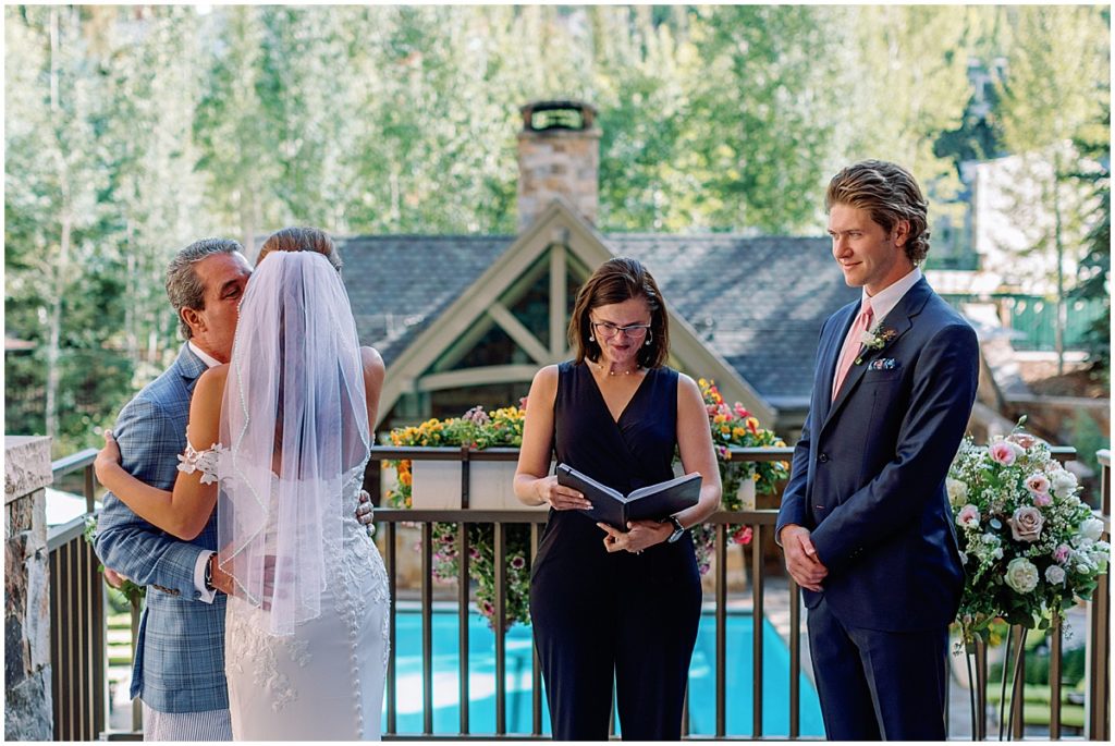 Bride and groom ceremony at Four Seasons Vail.