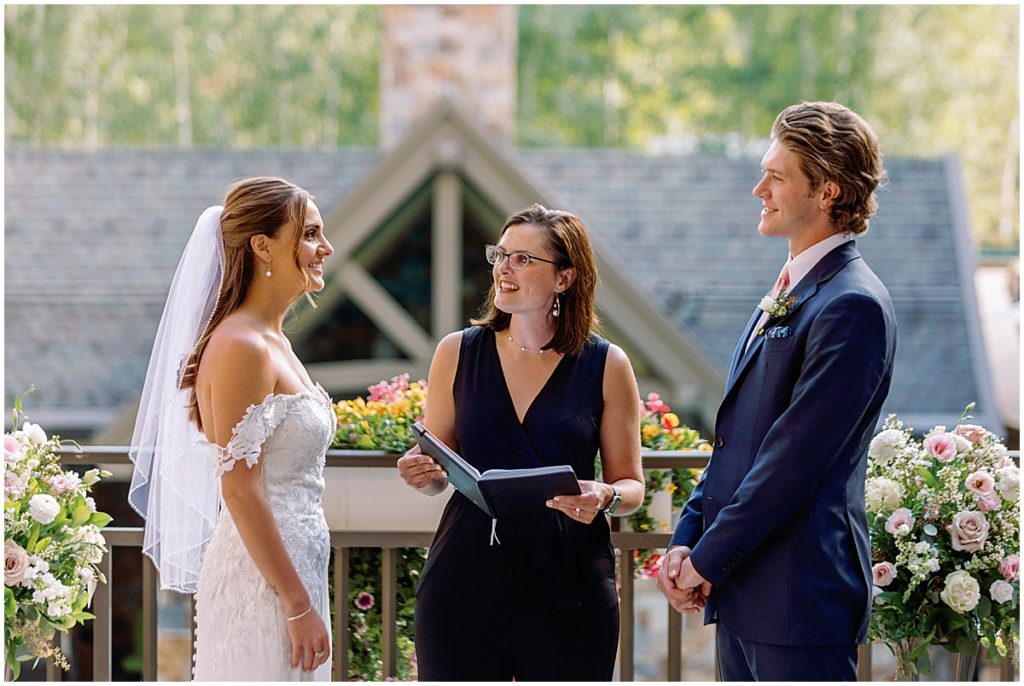 Bride and groom at Four Seasons Vail with Elevate Wedding Officiant.