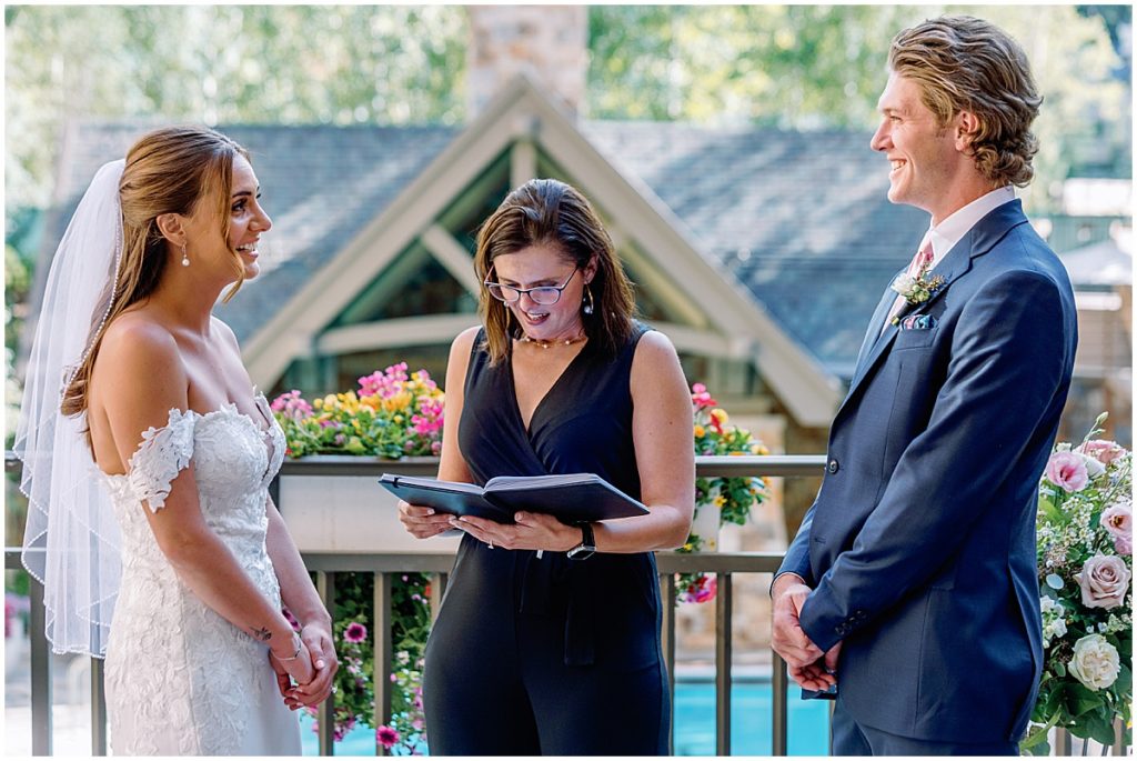 Bride and groom at Four Seasons Vail with Elevate Wedding Officiant.