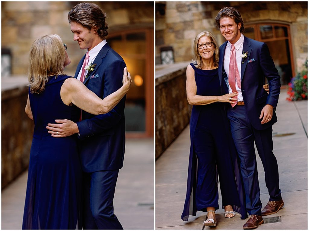 Mother and son outside for first dance at Four Seasons Vail.