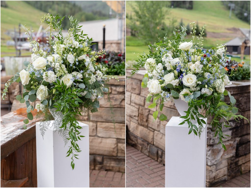 Outdoor floral decor by Bustle and Bloom at Beaver Creek Park Hyatt