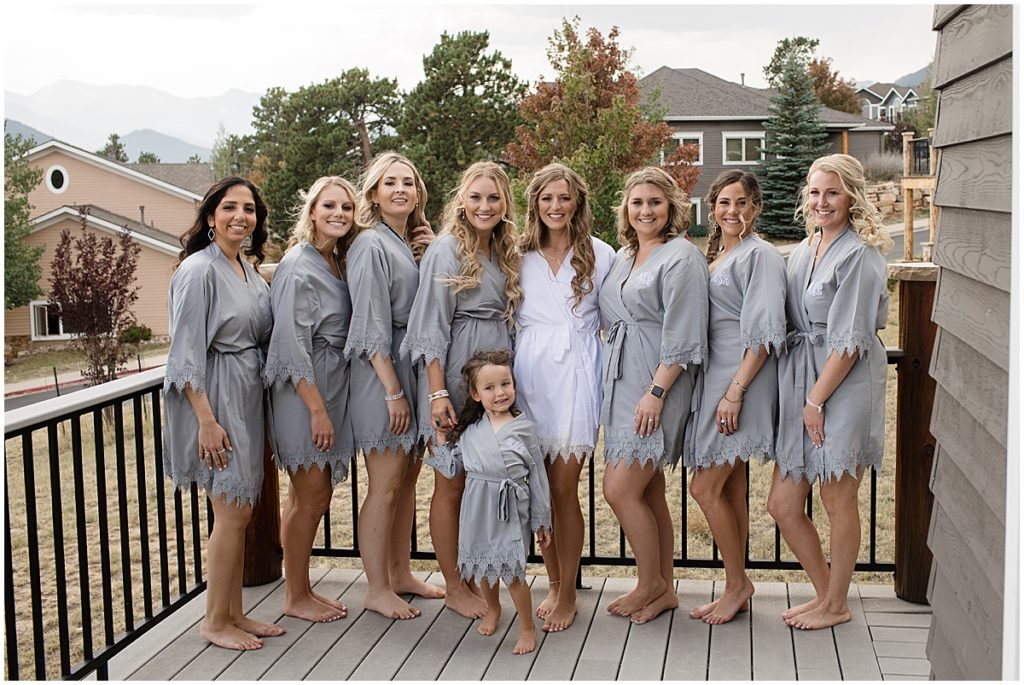 Bridal party getting ready for wedding at the Stanley Hotel in Estes Park