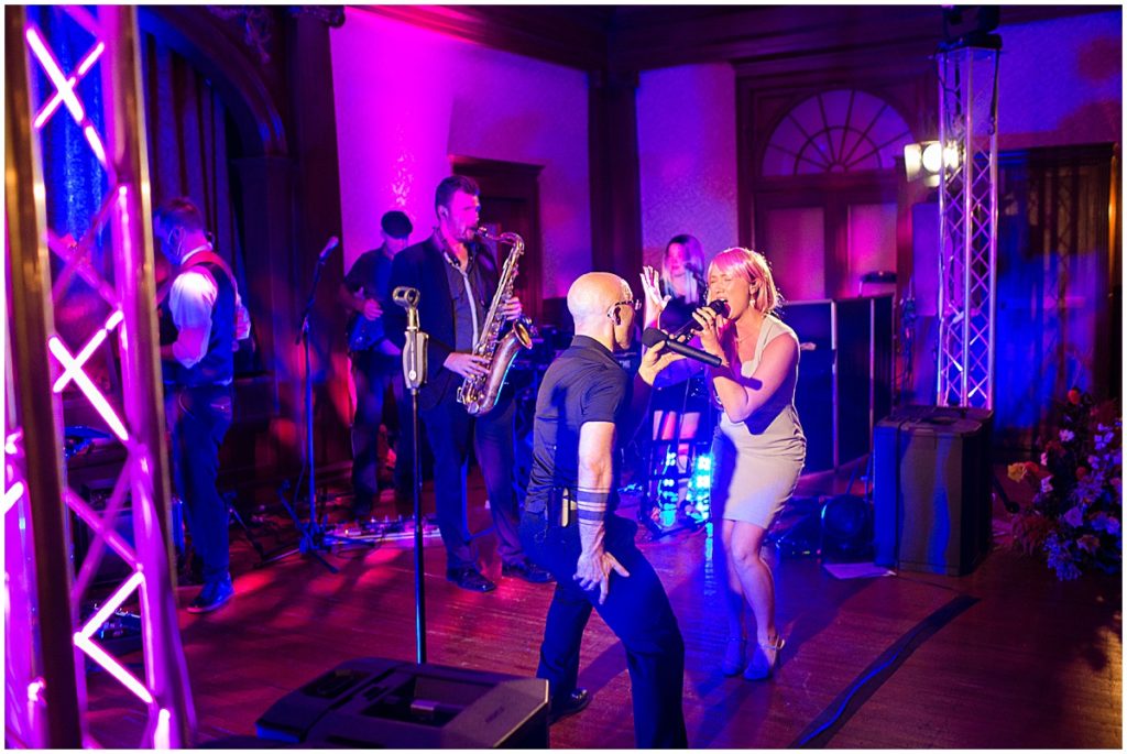 Midnight Social Band playing during wedding reception at the Stanley Hotel in Estes Park.