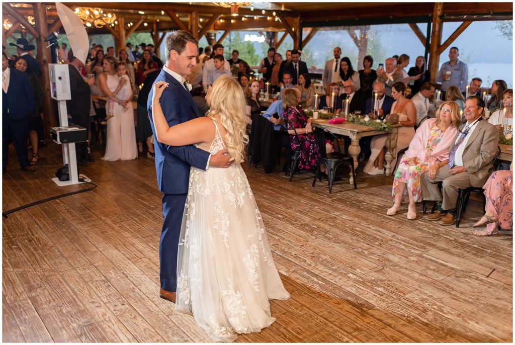 Bride and  groom first dance at Grand Lake Lodge