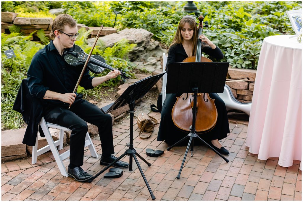 Ceremony music for wedding at Denver Botanic Gardens played by Nexus Strings Ensemble