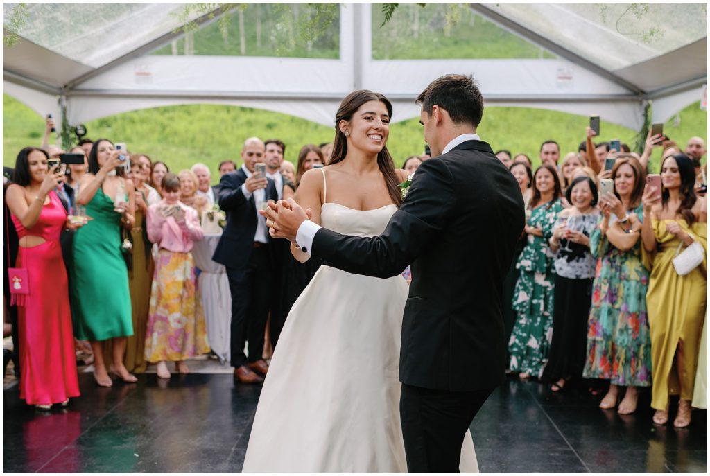 Bride and groom first dance at Beano's Cabin