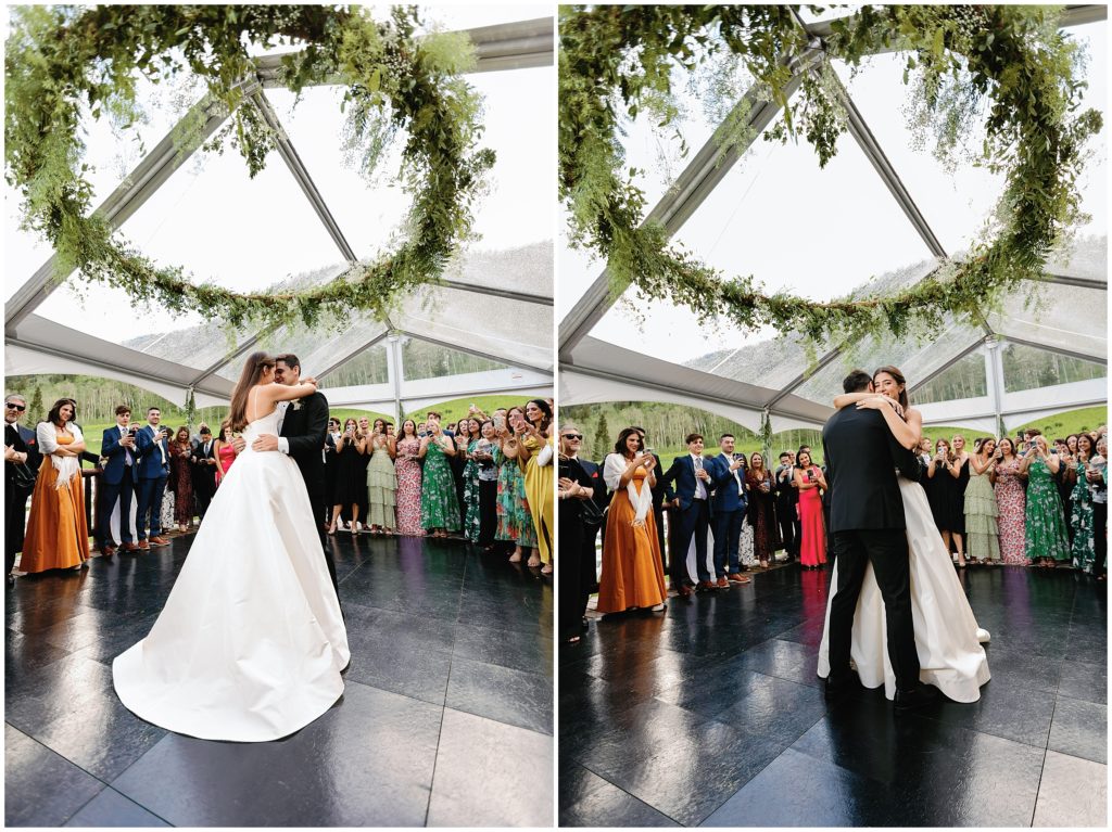 Bride and groom first dance at Beano's Cabin