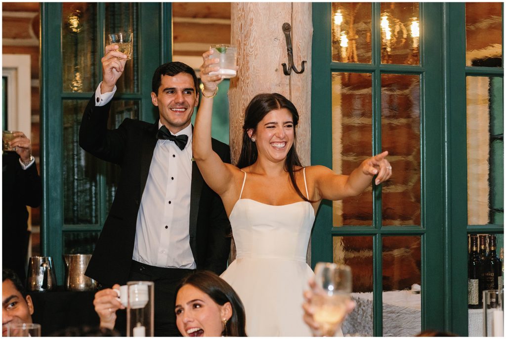 wedding toast during reception at Beano's Cabin