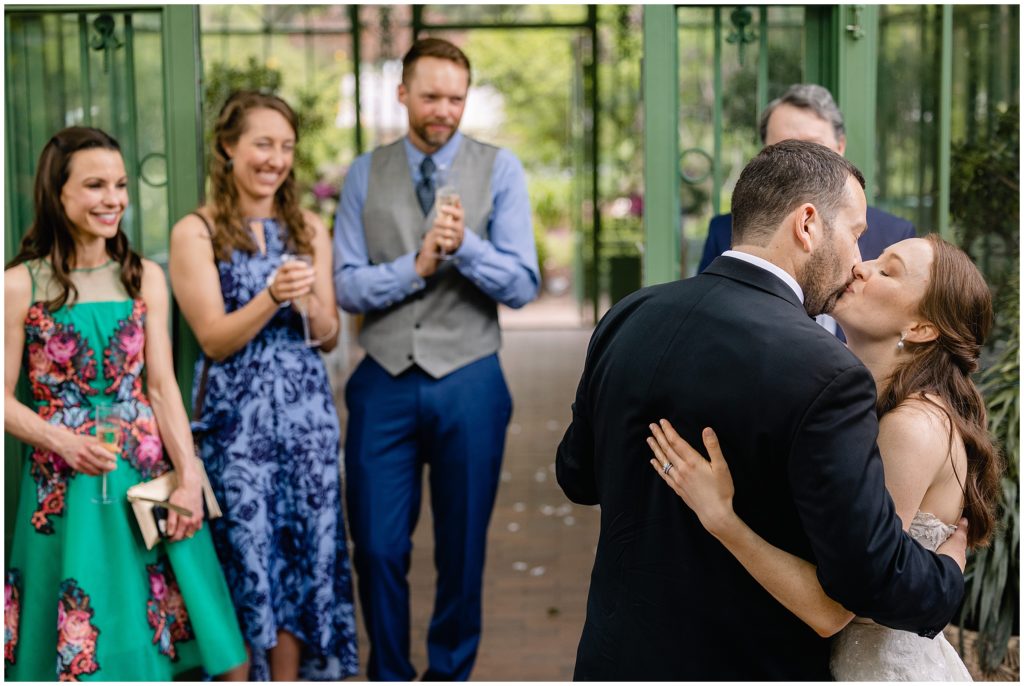 Bride and groom first dance at Denver Botanic Gardens