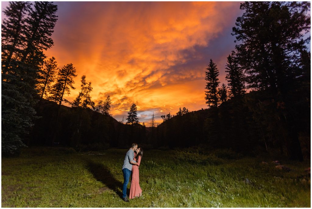 Pagosa Springs Engagement Session at sunset