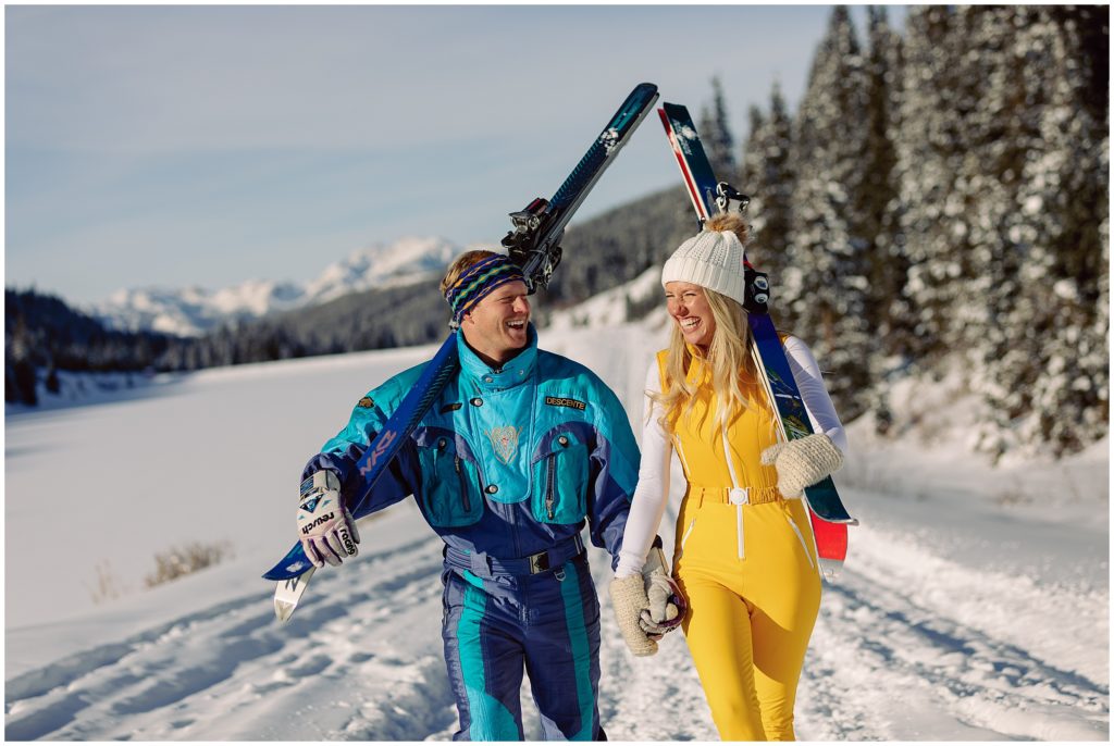 Ski and snow engagement session in Vail