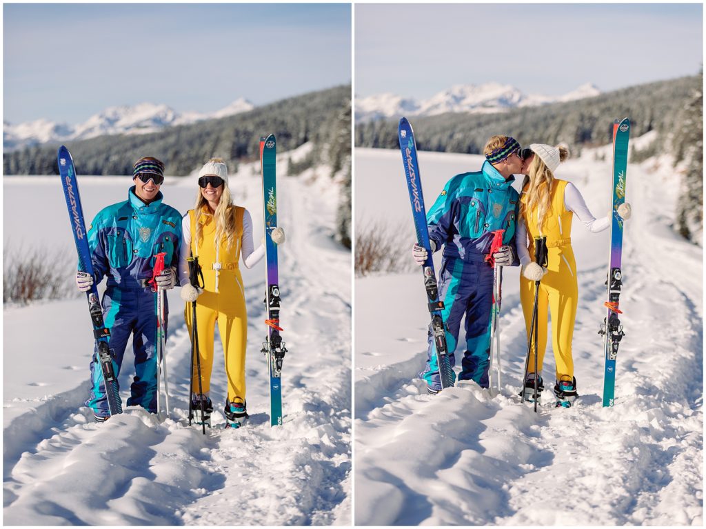 Ski and snow engagement session in Vail