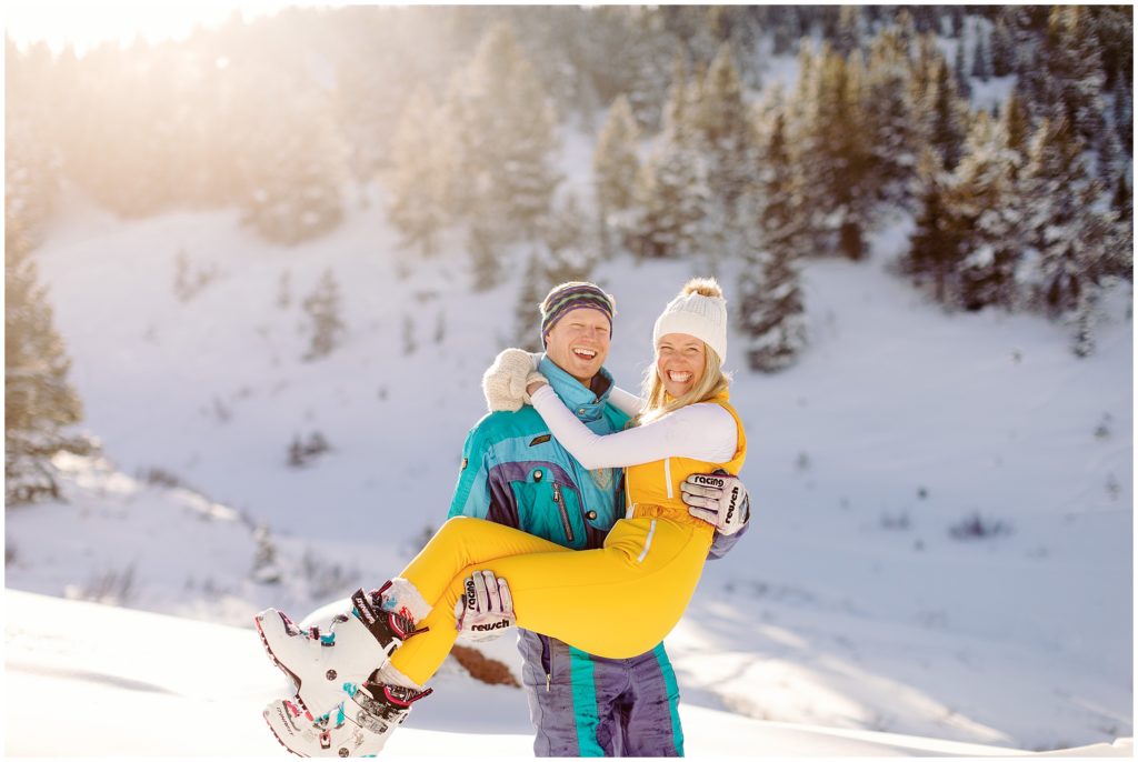 Winter snow engagement session in Vail