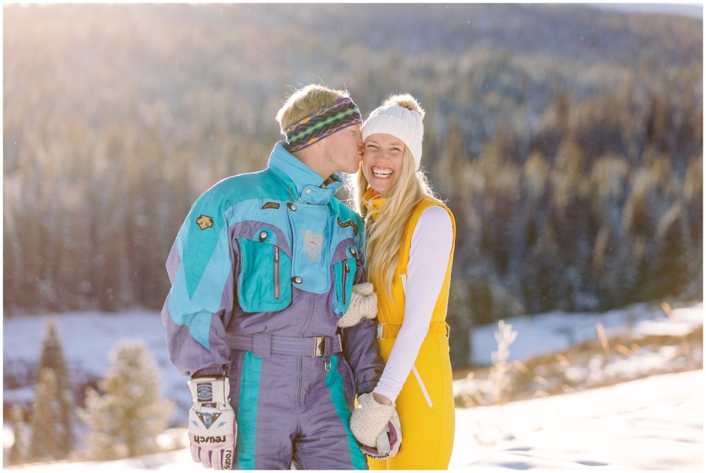 Winter snow engagement session in Vail