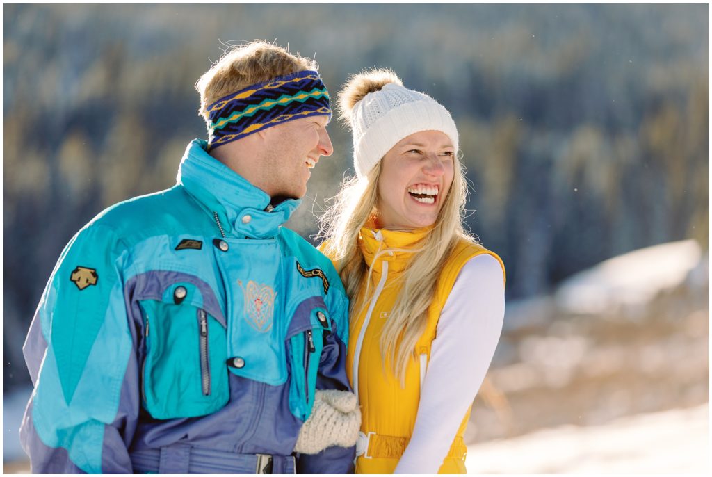 Winter snow engagement session in Vail