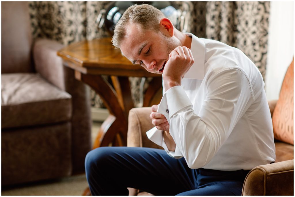 Groom getting ready for wedding