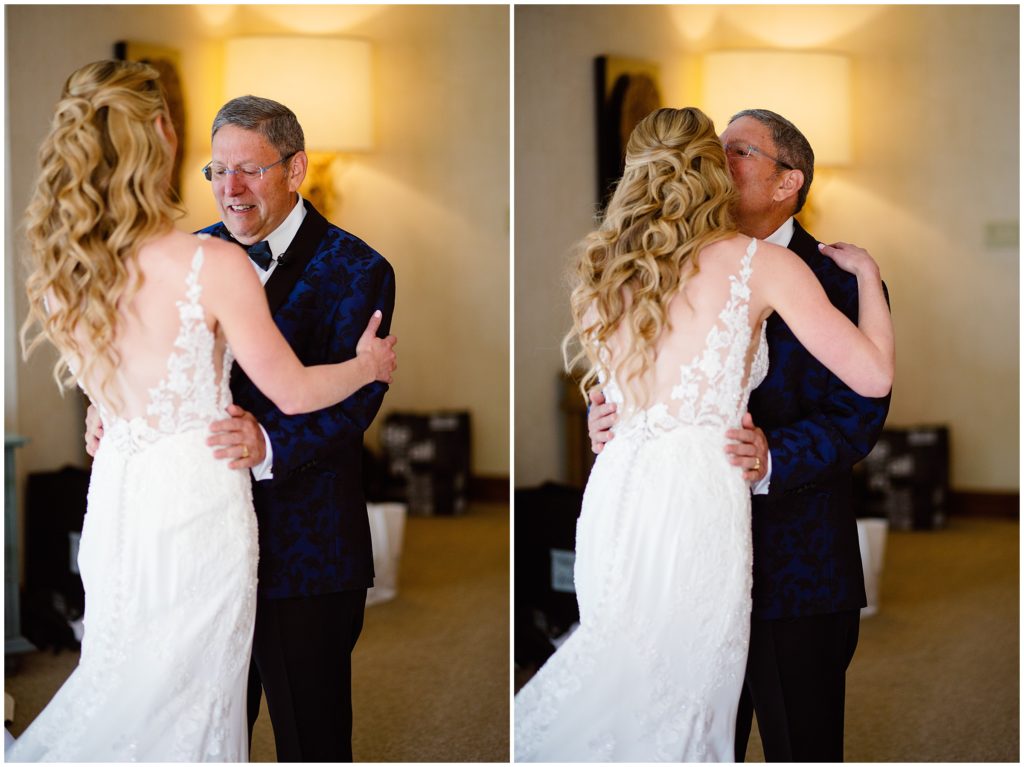 Bride first look with dad