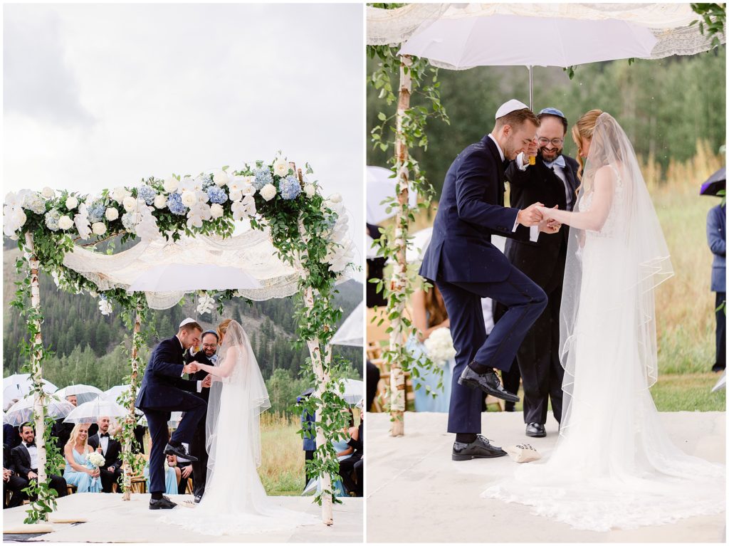 Breaking of the glass at the end of wedding ceremony