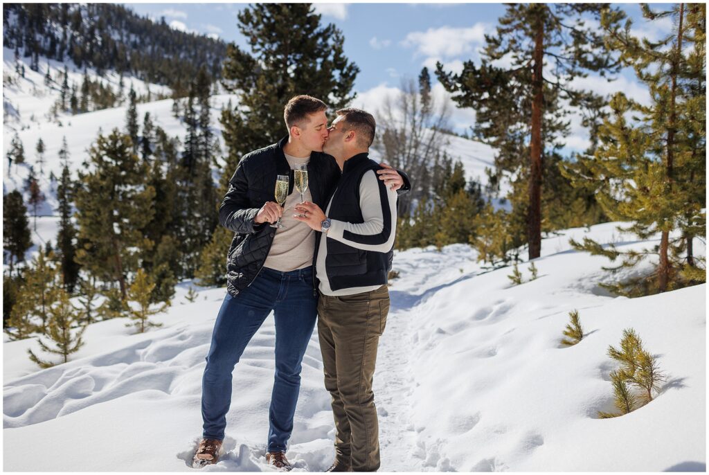 Drinking champagne during an LGBTQ proposal at Sapphire Point
