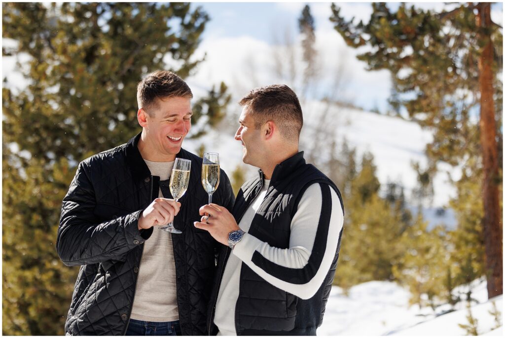 Drinking champagne during an LGBTQ proposal at Sapphire Point