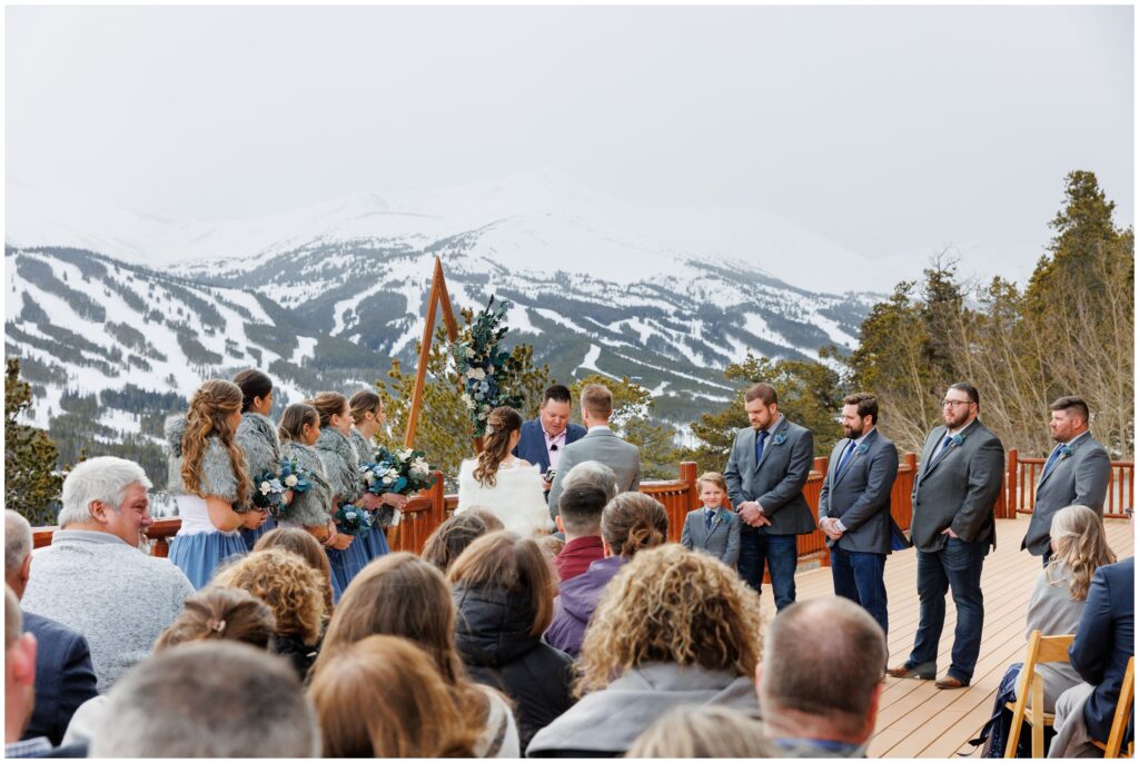 Wedding ceremony on deck at The Lodge at Breckenridge