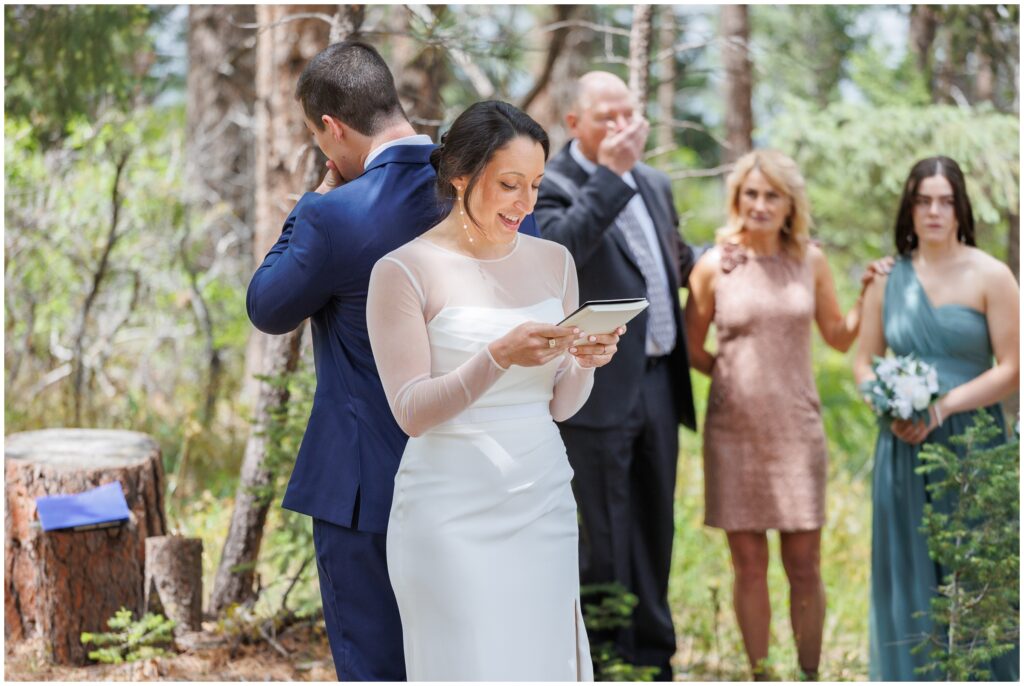Bride reading wedding vows