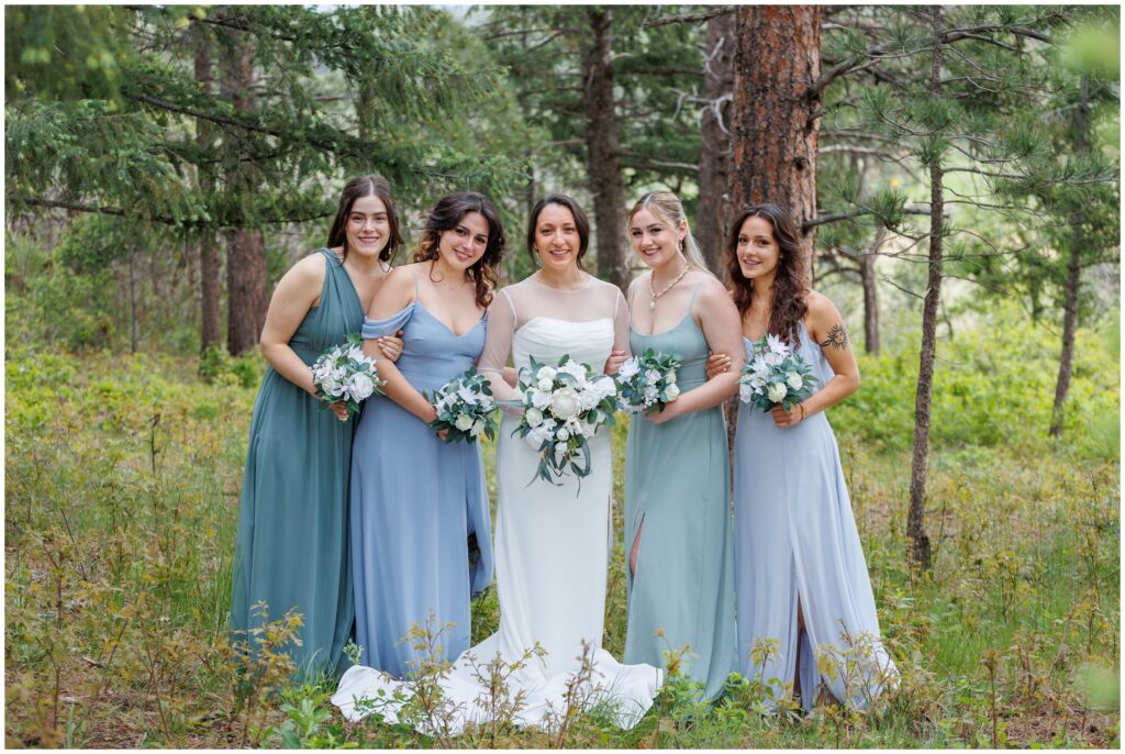 Bridesmaid together in the mountains of Larkspur