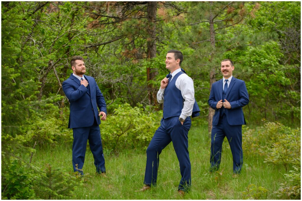 Groomsmen together in the mountains of Larkspur