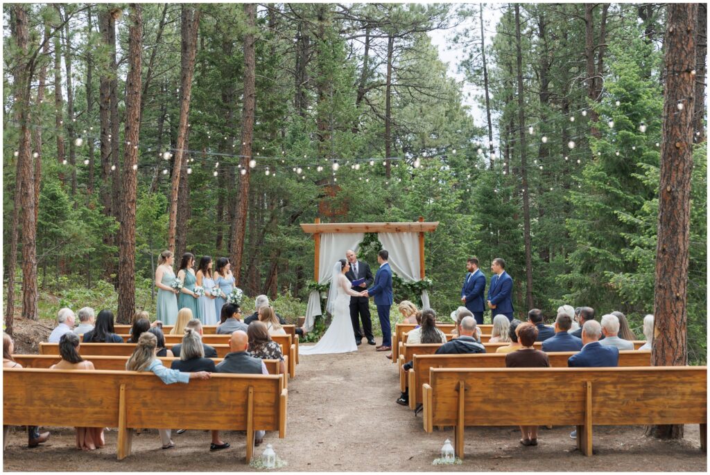 View of guests at ceremony in Larkspur