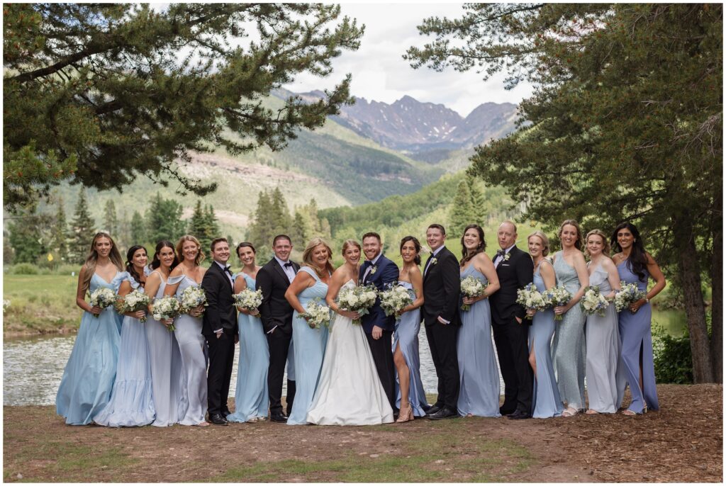 Bridal party outside of Donovan pavilion in Vail
