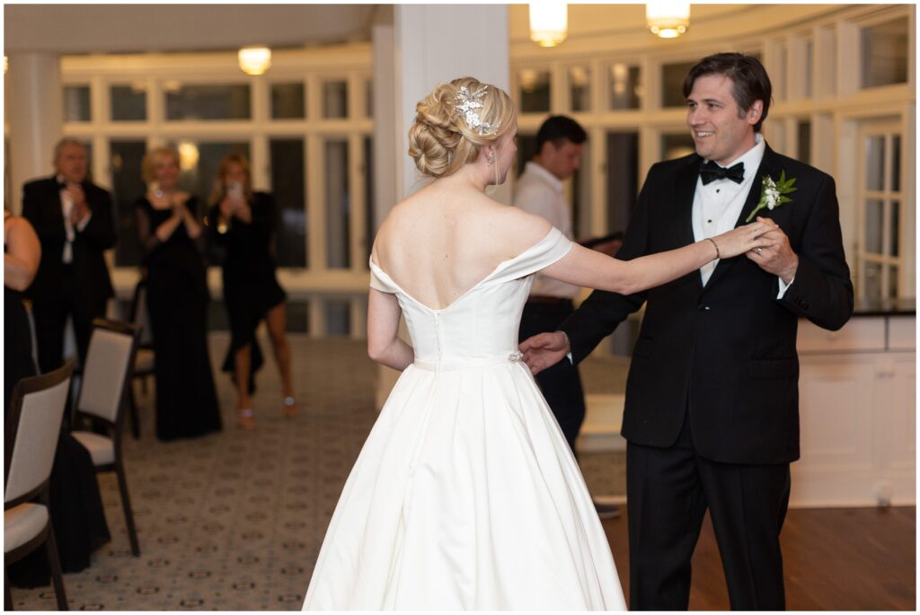 Bride and groom first dance at Woodstock Inn in Vermont