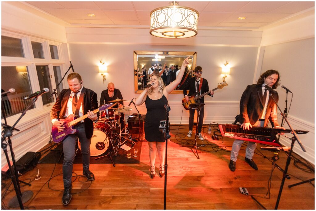 Live band playing for guests at reception at Woodstock Inn in Vermont