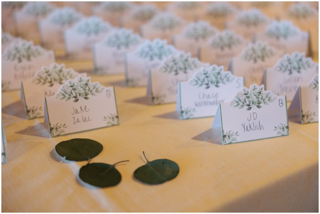 Guest names listed for reception seating