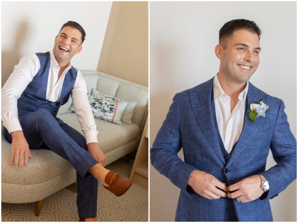 Groom getting ready for wedding