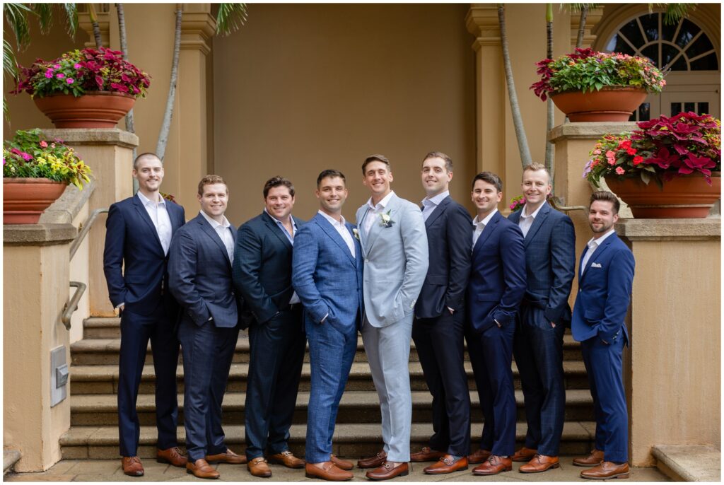 Groomsmen outside of Ritz Carlton in Naples