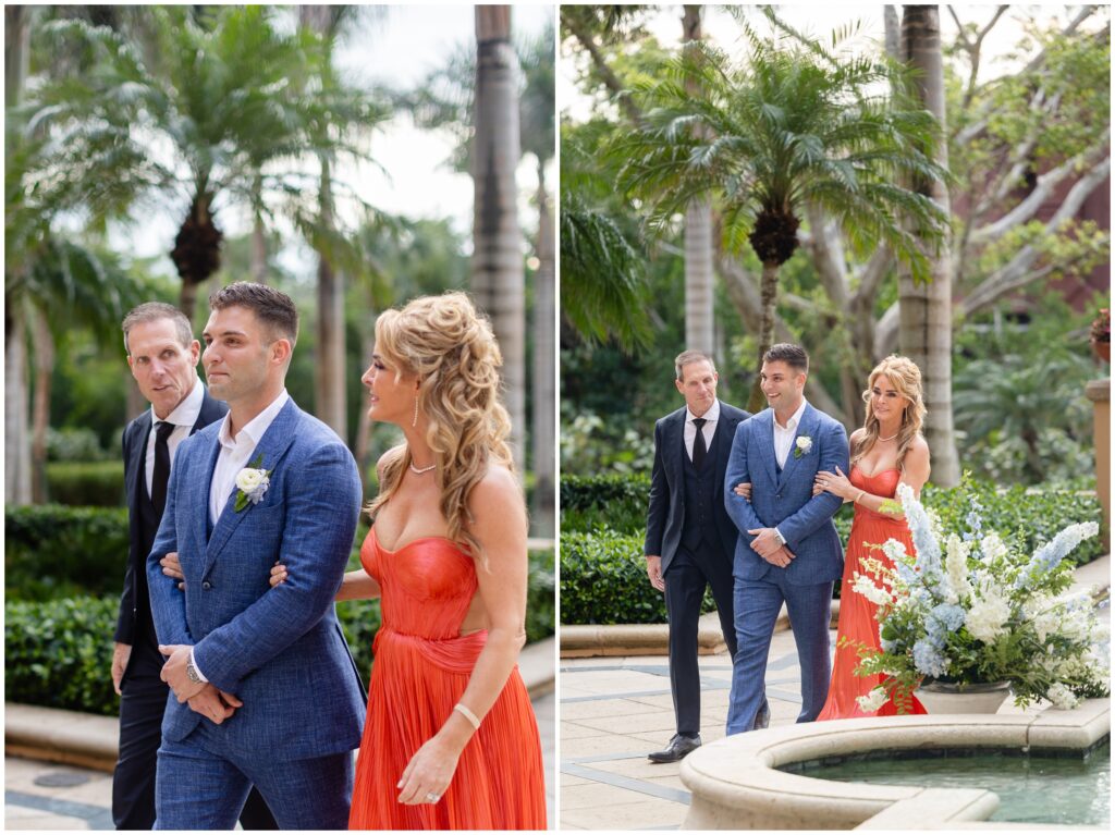 Groom walking up aisle for ceremony at Ritz Carlton in Naples