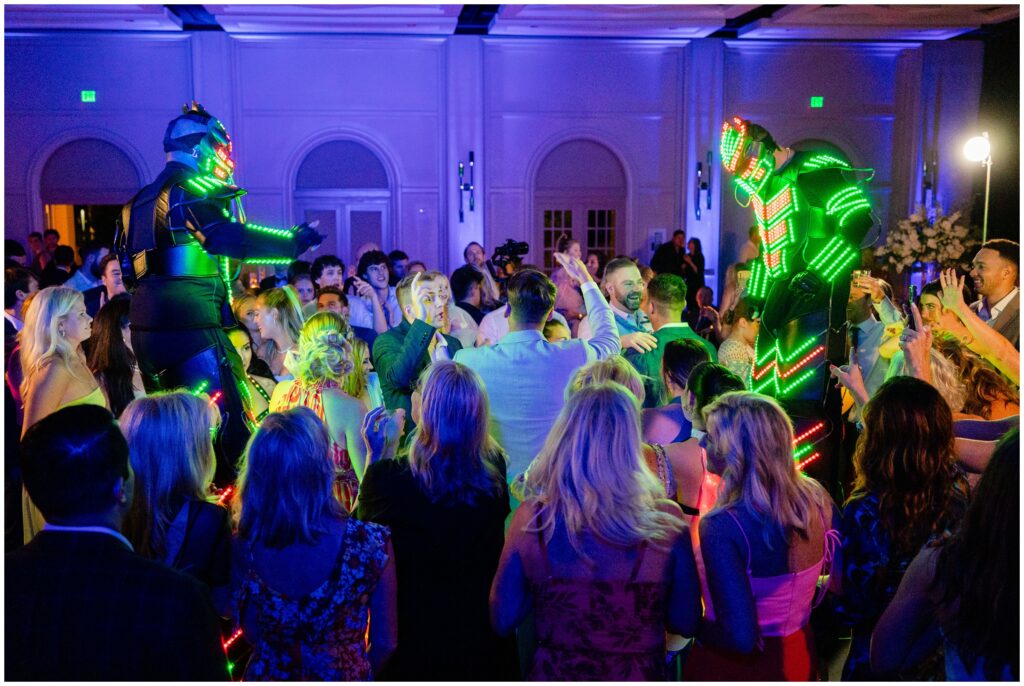 Wedding guests on dance floor  during wedding reception at Ritz Carlton in Naples