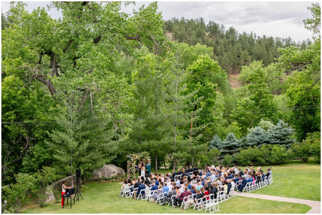 Ariel view of wedding ceremony at Boulder Creek by Wedgewood