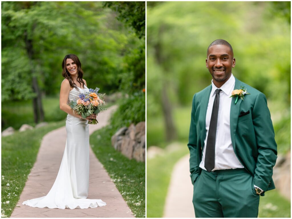 Bride wearing dress from The Bridal Collection and groom wearing suit from Indochina