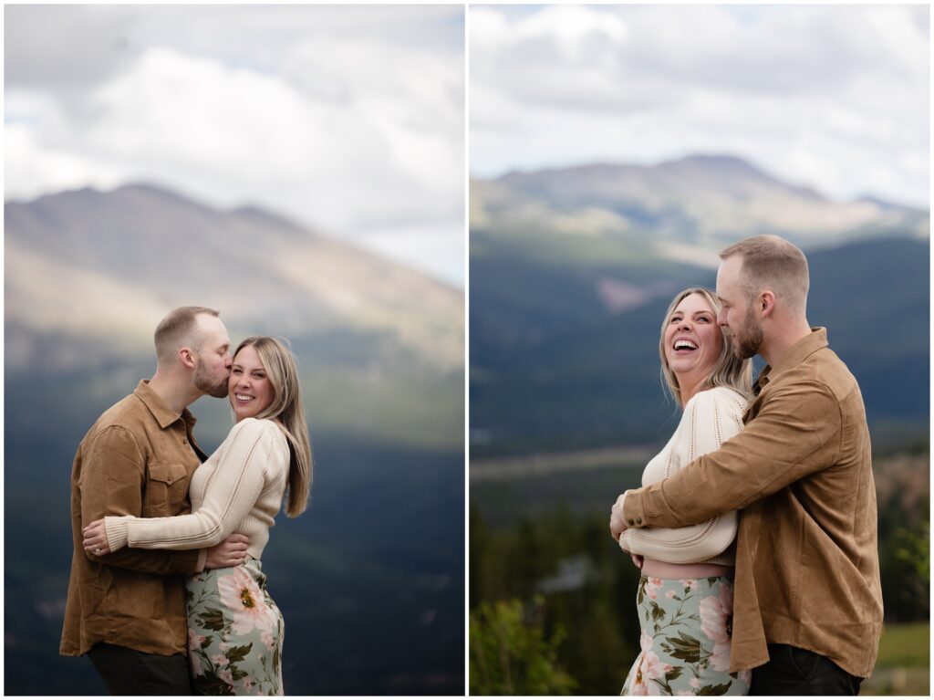 Couple holing each other during proposal in Breckenridge