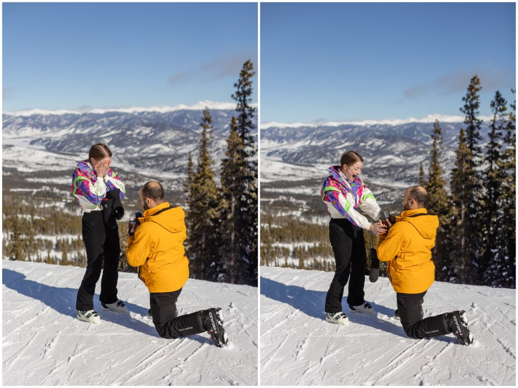 Fiancee ecstatic during Breckenridge mountain proposal