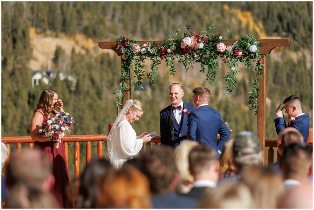 Bride reading vows 