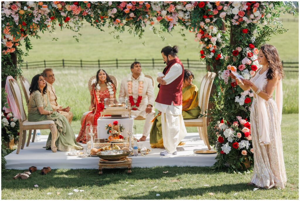 Bride and groom seated during ceremony