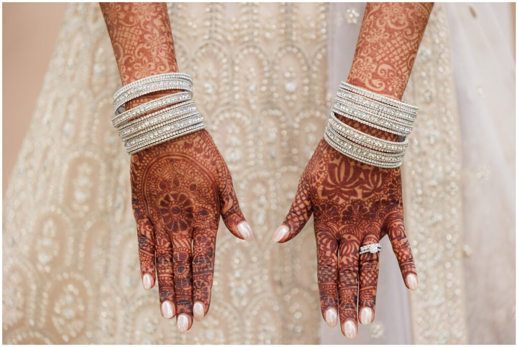 Bride showing off ring 