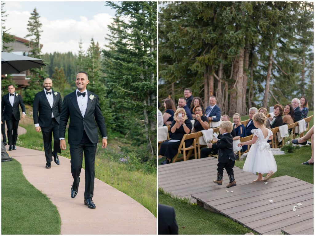 Groom walking down isle for ceremony