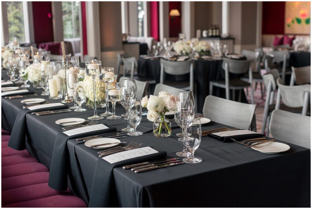 Decorated reception table at Aspen Mountain Club
