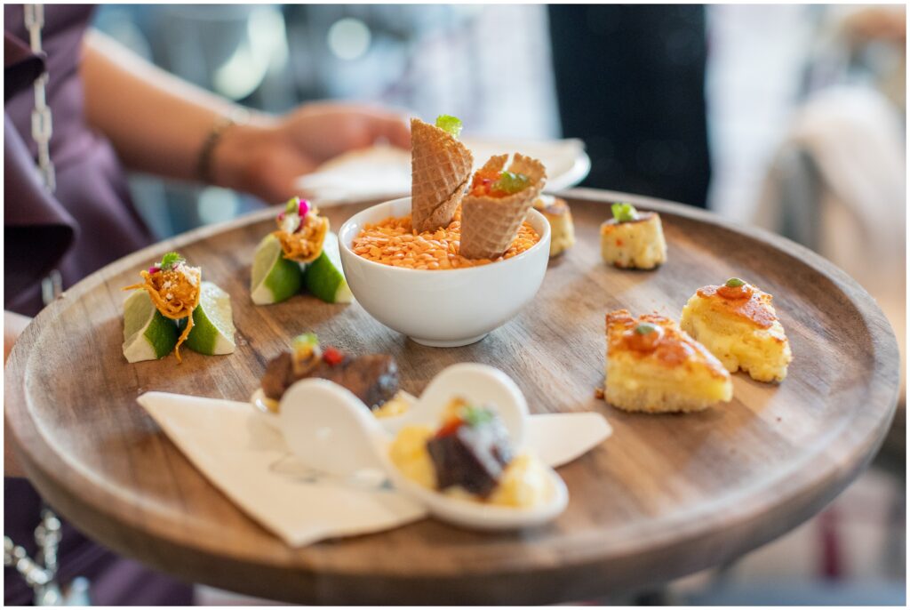 Appetizers being handed out at Aspen Mountain Club